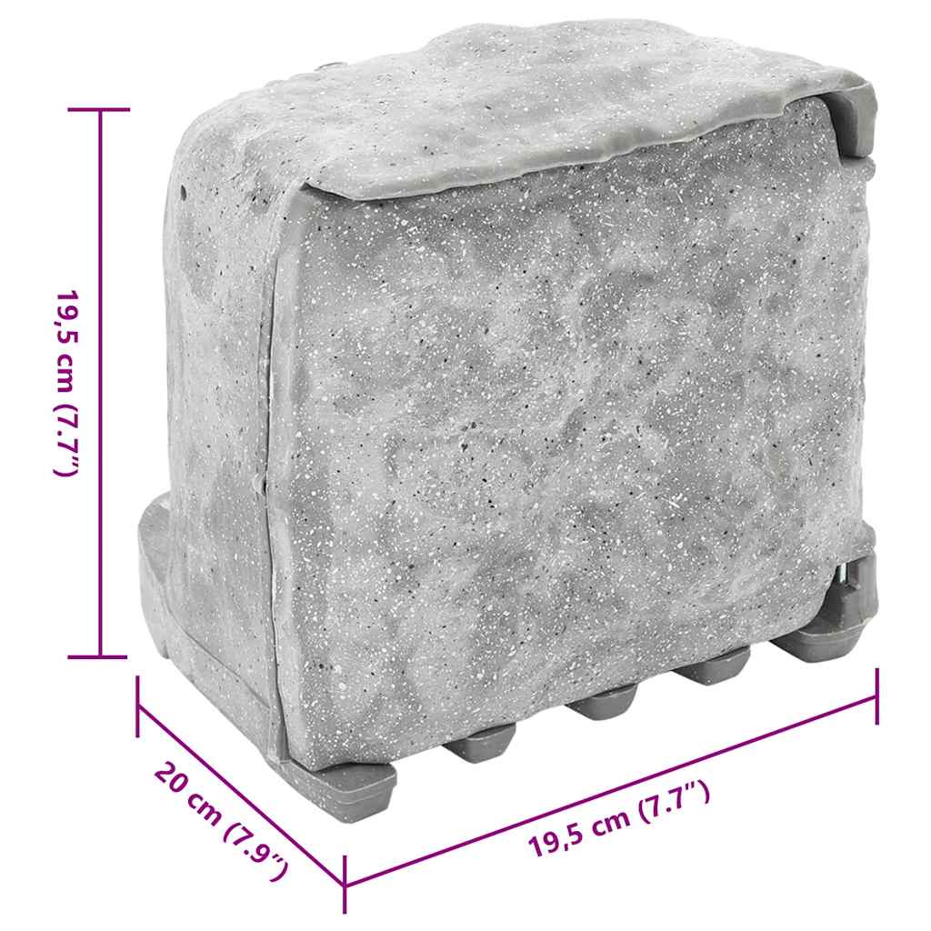 Presa Esterno Picchetto Luce Sensore 4Vie Grigio Effetto Pietra | homemem39