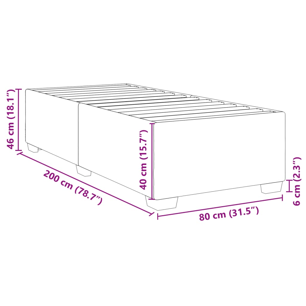 Giroletto senza Materasso Grigio Chiaro 80x200 cm Tessuto | homemem39