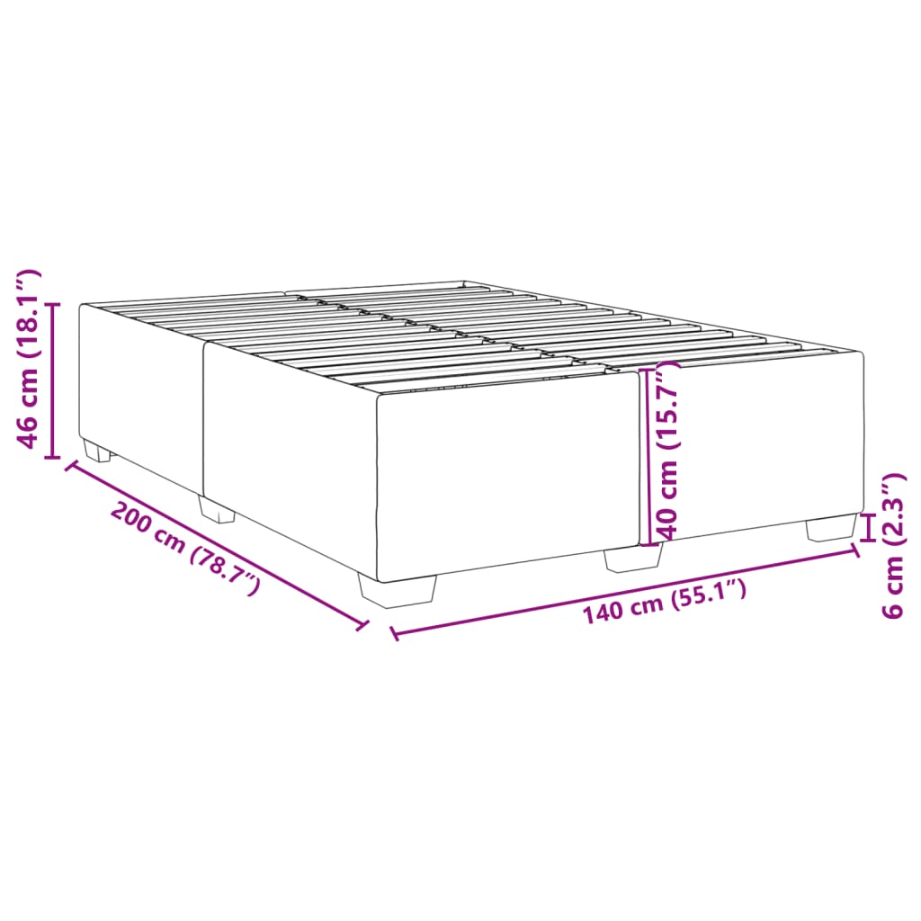 Giroletto senza Materasso Grigio Chiaro 140x200 cm Velluto | homemem39