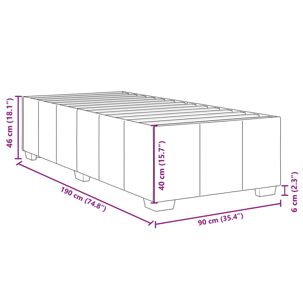 Giroletto senza Materasso Grigio Chiaro 90x190 cm Tessuto | homemem39