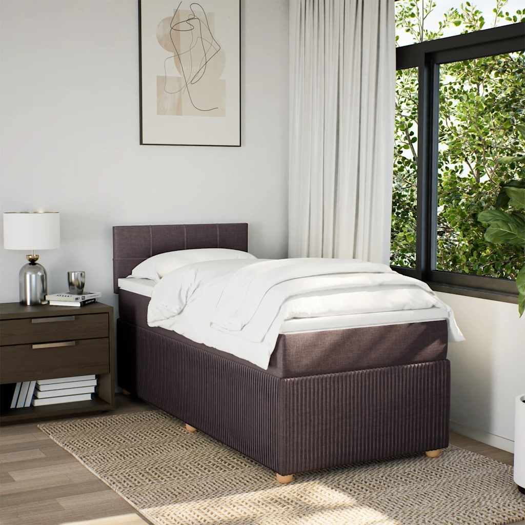 Giroletto a Molle con Materasso Marrone Scuro 90x190cm Tessuto