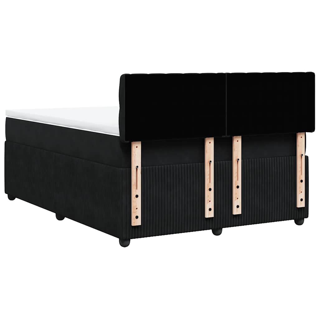 Giroletto a Molle con Materasso Nero 160x200 cm in Velluto | homemem39