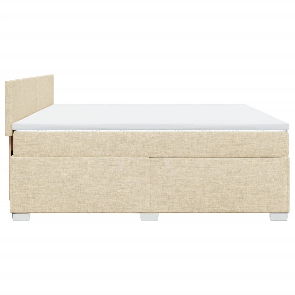 Giroletto a Molle con Materasso Crema 200x200 cm in Tessuto | homemem39