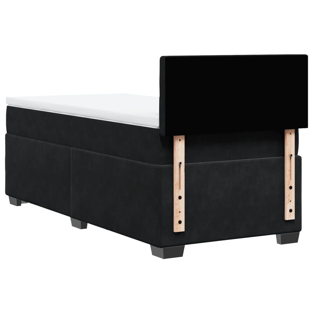 Giroletto a Molle con Materasso Nero 90x190 cm in Velluto