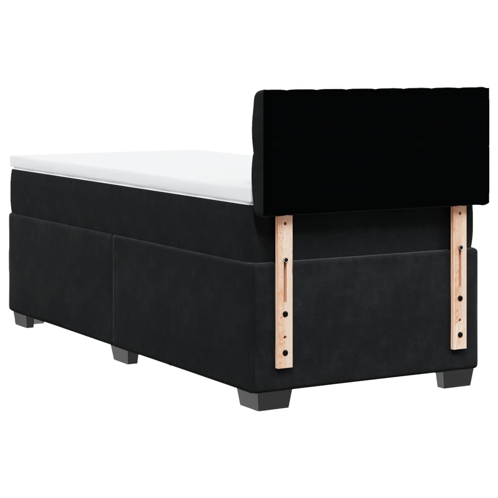 Giroletto a Molle con Materasso Nero 90x190 cm in Velluto