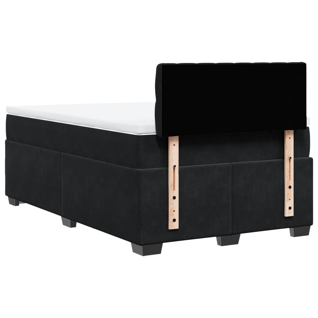 Giroletto a Molle con Materasso Nero 120x190 cm in Velluto