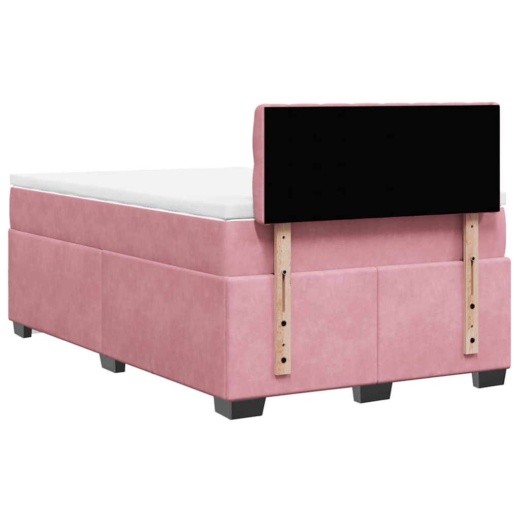 Giroletto a Molle con Materasso Rosa 120x190 cm in Velluto