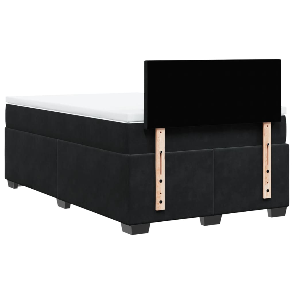 Giroletto a Molle con Materasso Nero 120x200 cm in Velluto