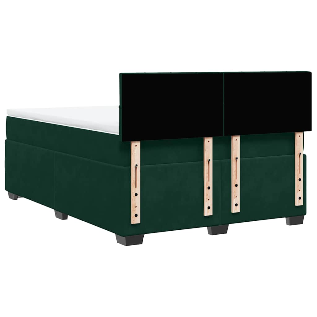 Giroletto a Molle con Materasso Verde Scuro 140x190 cm Velluto