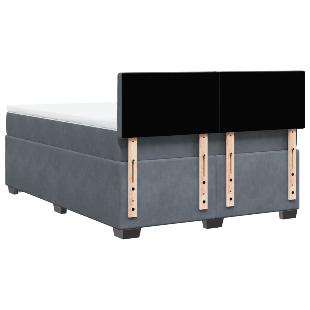 Giroletto a Molle con Materasso Grigio Scuro 140x190 cm Velluto