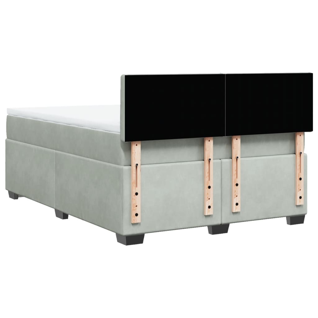 Giroletto a Molle con Materasso Grigio Chiaro 140x200cm Velluto