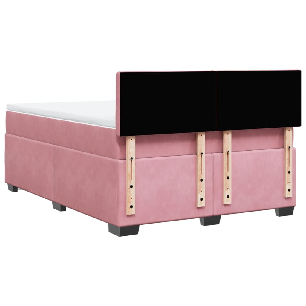 Giroletto a Molle con Materasso Rosa 140x200 cm in Velluto
