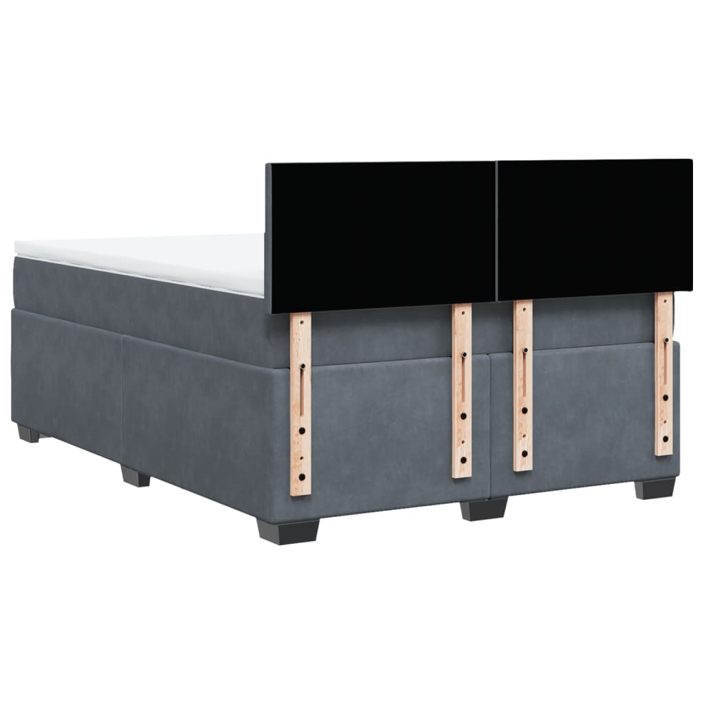 Giroletto a Molle con Materasso Grigio Scuro 160x200 cm Velluto