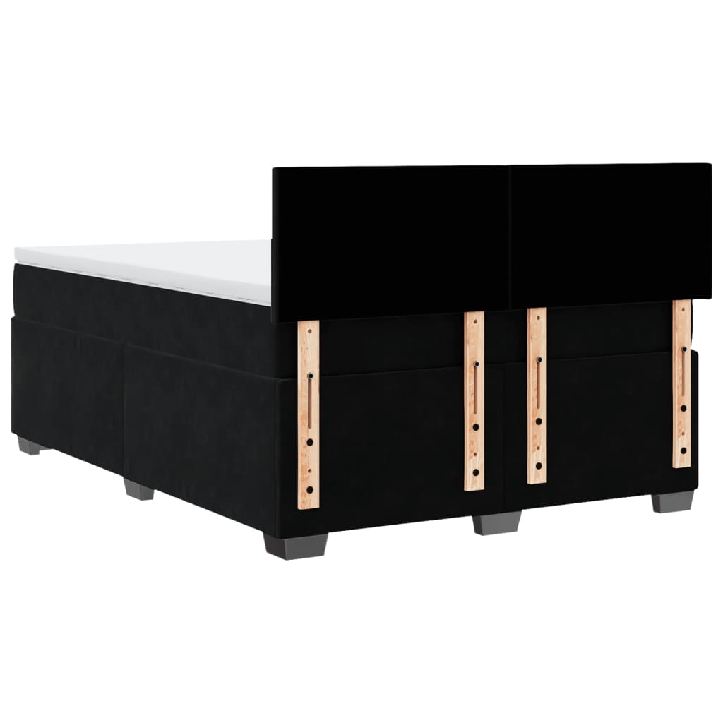 Giroletto a Molle con Materasso Nero 160x200 cm in Velluto | homemem39