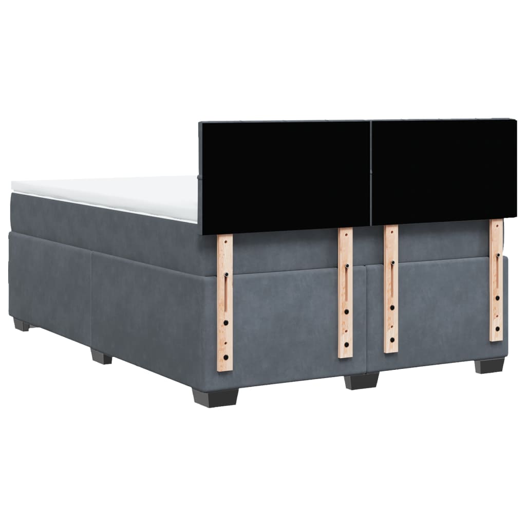 Giroletto a Molle con Materasso Grigio Scuro 160x200 cm Velluto