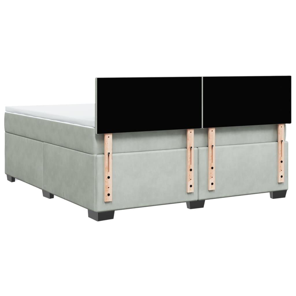 Giroletto a Molle con Materasso Grigio Chiaro 180x200cm Velluto