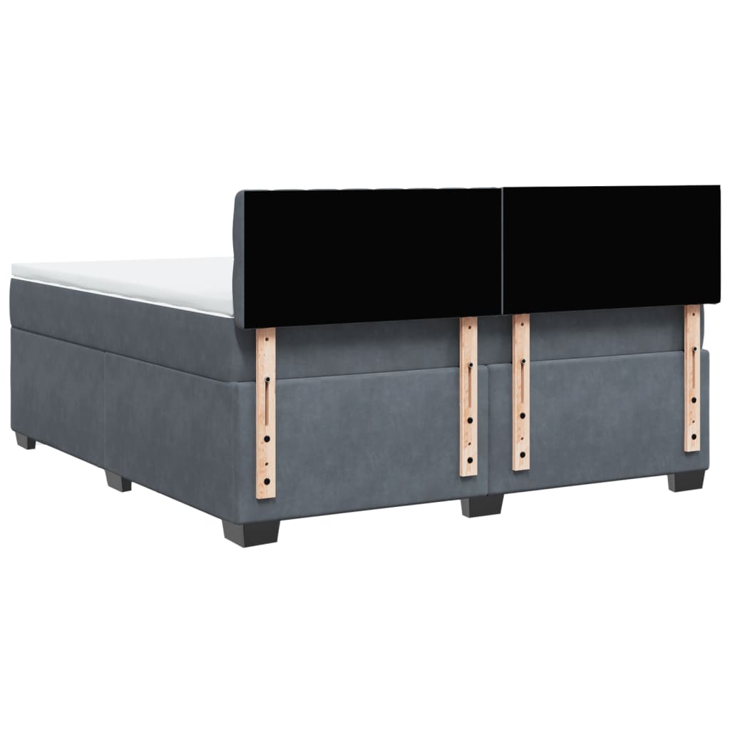 Giroletto a Molle con Materasso Grigio Scuro 180x200 cm Velluto