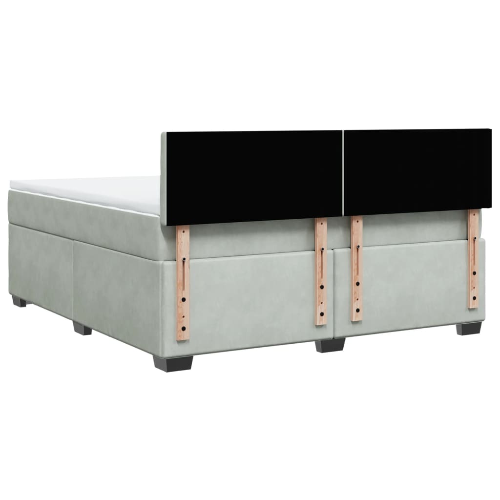 Giroletto a Molle con Materasso Grigio Chiaro 180x200cm Velluto