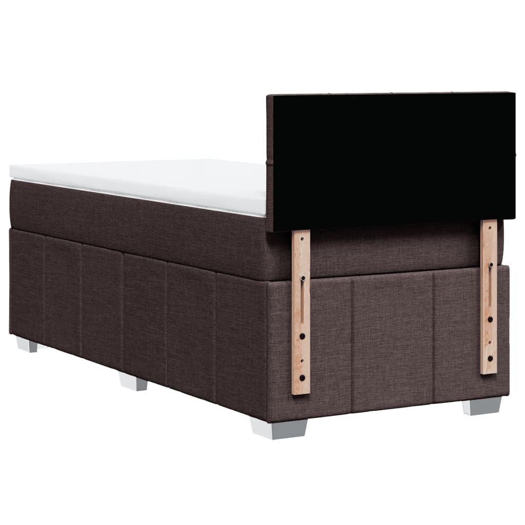 Giroletto a Molle con Materasso Marrone Scuro 100x200cm Tessuto