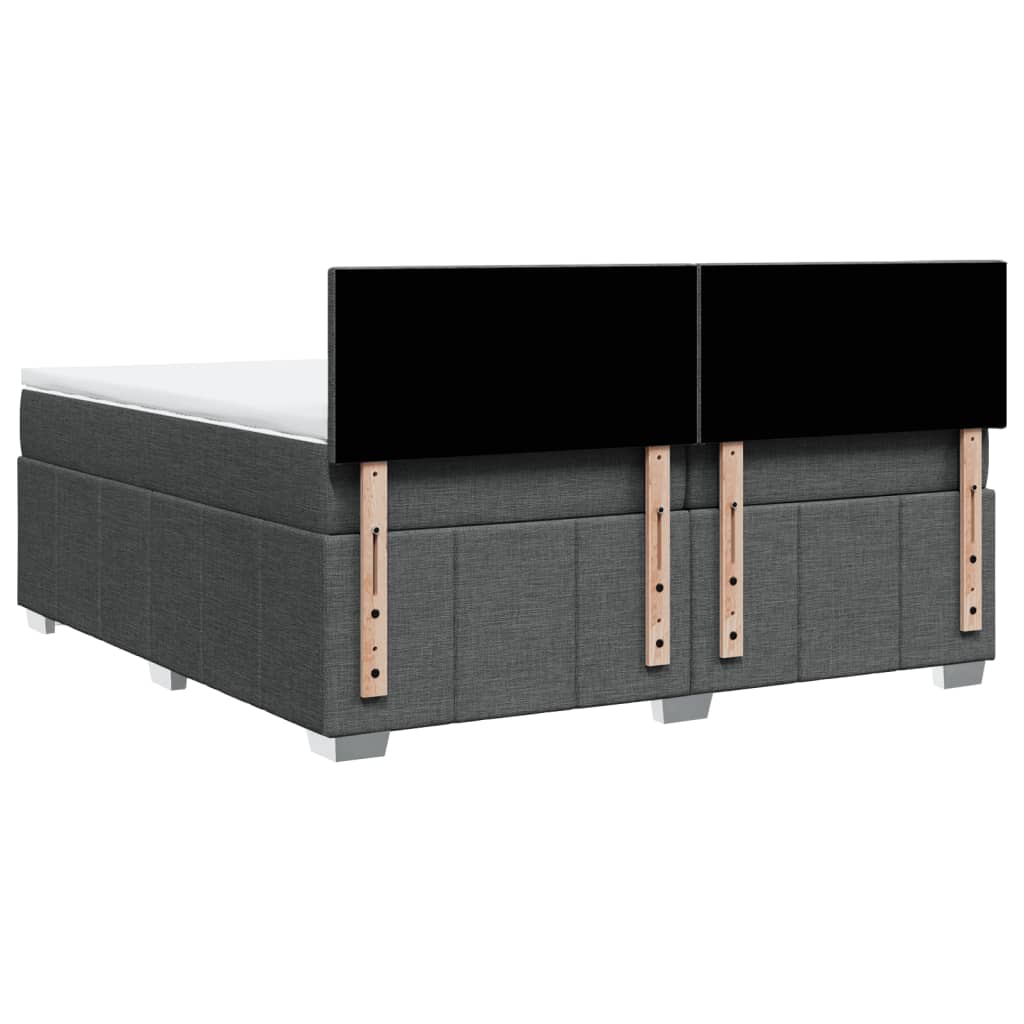 Giroletto a Molle con Materasso Grigio Scuro 200x200 cm Tessuto