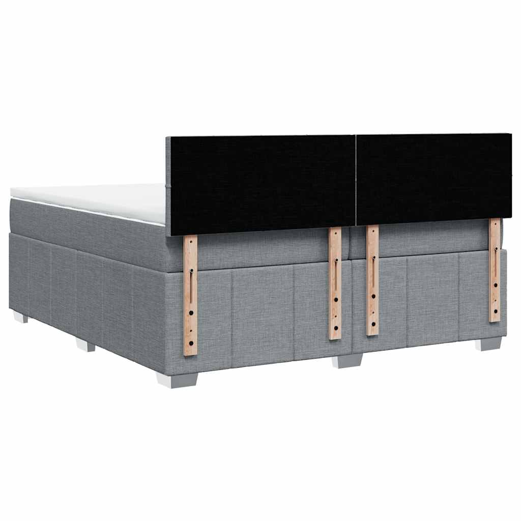 Giroletto a Molle con Materasso Grigio Chiaro 200x200cm Tessuto