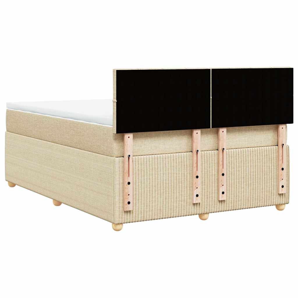 Giroletto a Molle con Materasso Crema 160x200 cm in Tessuto