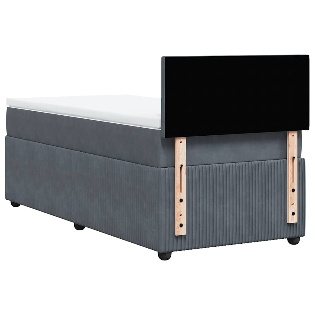 Giroletto a Molle con Materasso Grigio Scuro 80x200 cm Velluto