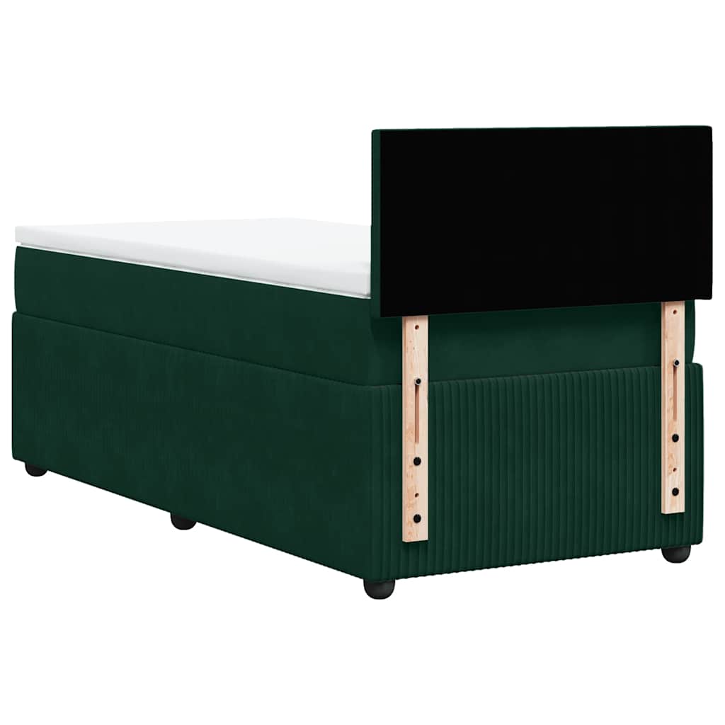 Giroletto a Molle con Materasso Verde Scuro 90x200 cm Velluto