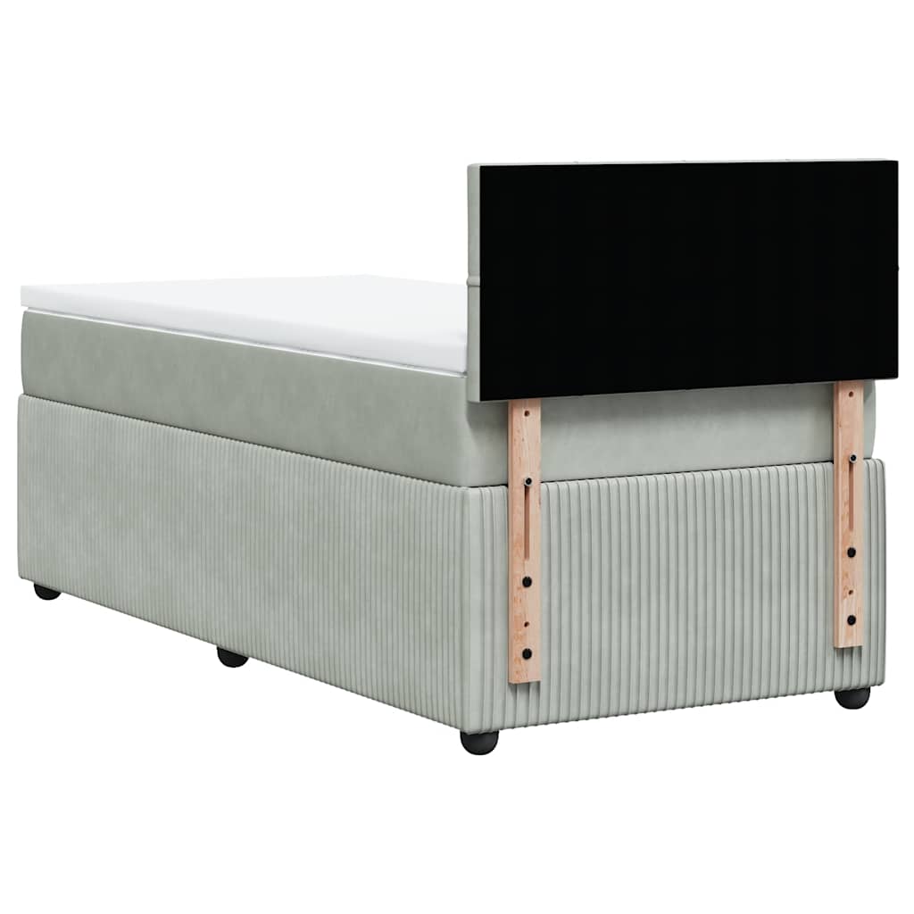 Giroletto a Molle con Materasso Grigio Chiaro 100x200cm Velluto