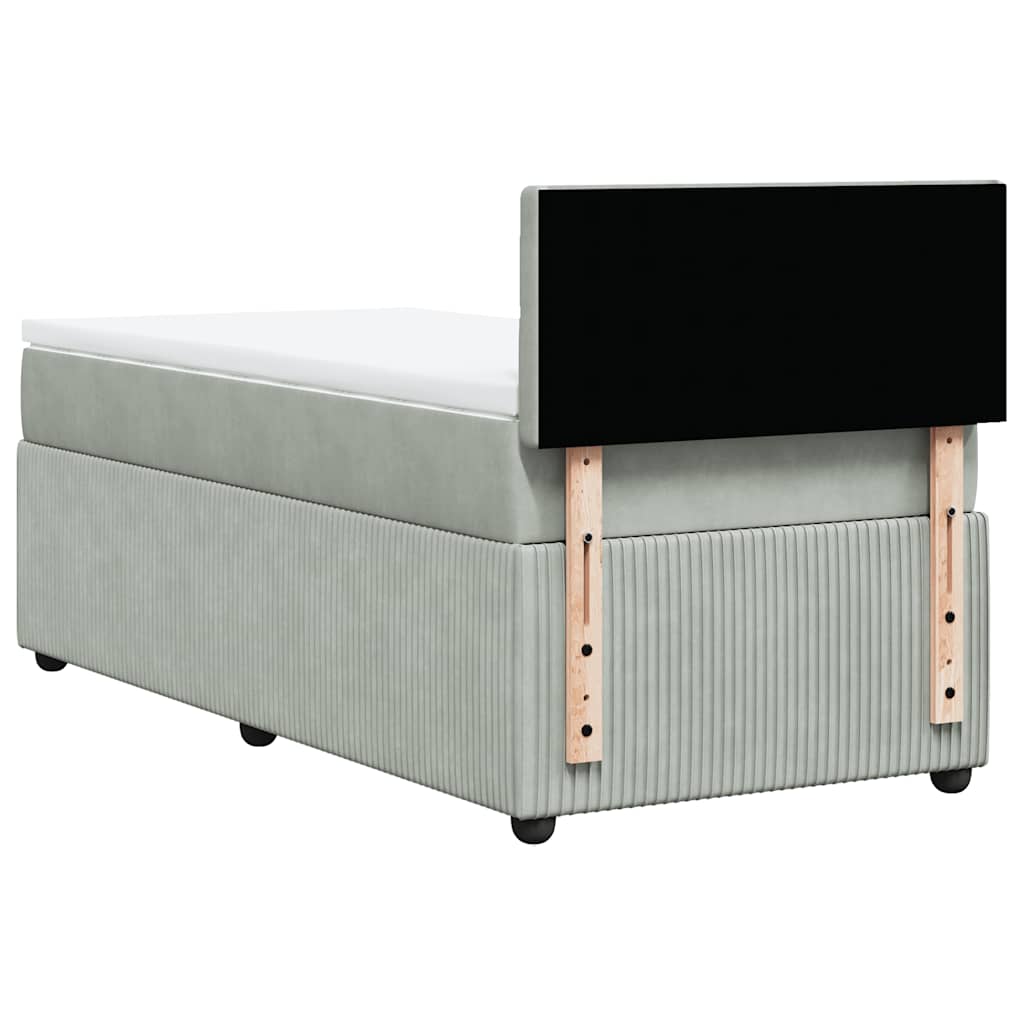 Giroletto a Molle con Materasso Grigio Chiaro 100x200cm Velluto