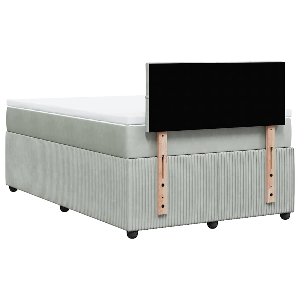 Giroletto a Molle con Materasso Grigio Chiaro 120x190cm Velluto