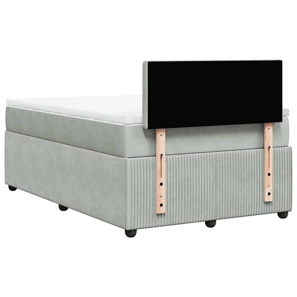 Giroletto a Molle con Materasso Grigio Chiaro 120x190cm Velluto