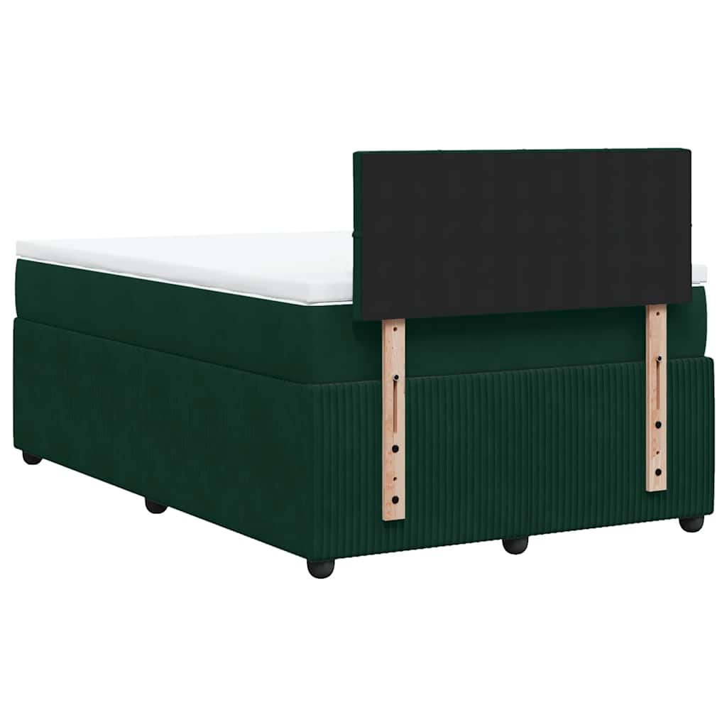 Giroletto a Molle con Materasso Verde Scuro 120x200 cm Velluto