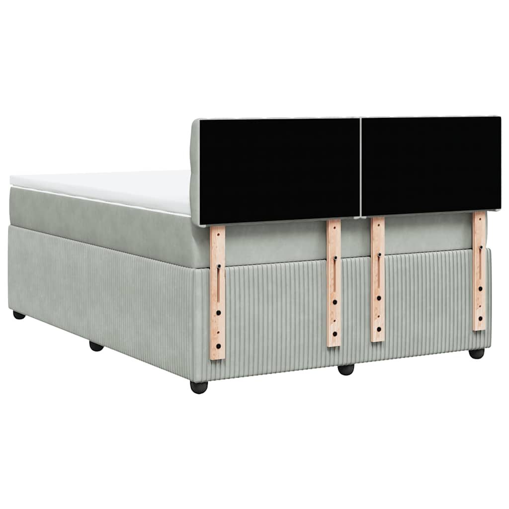 Giroletto a Molle con Materasso Grigio Chiaro 140x190cm Velluto