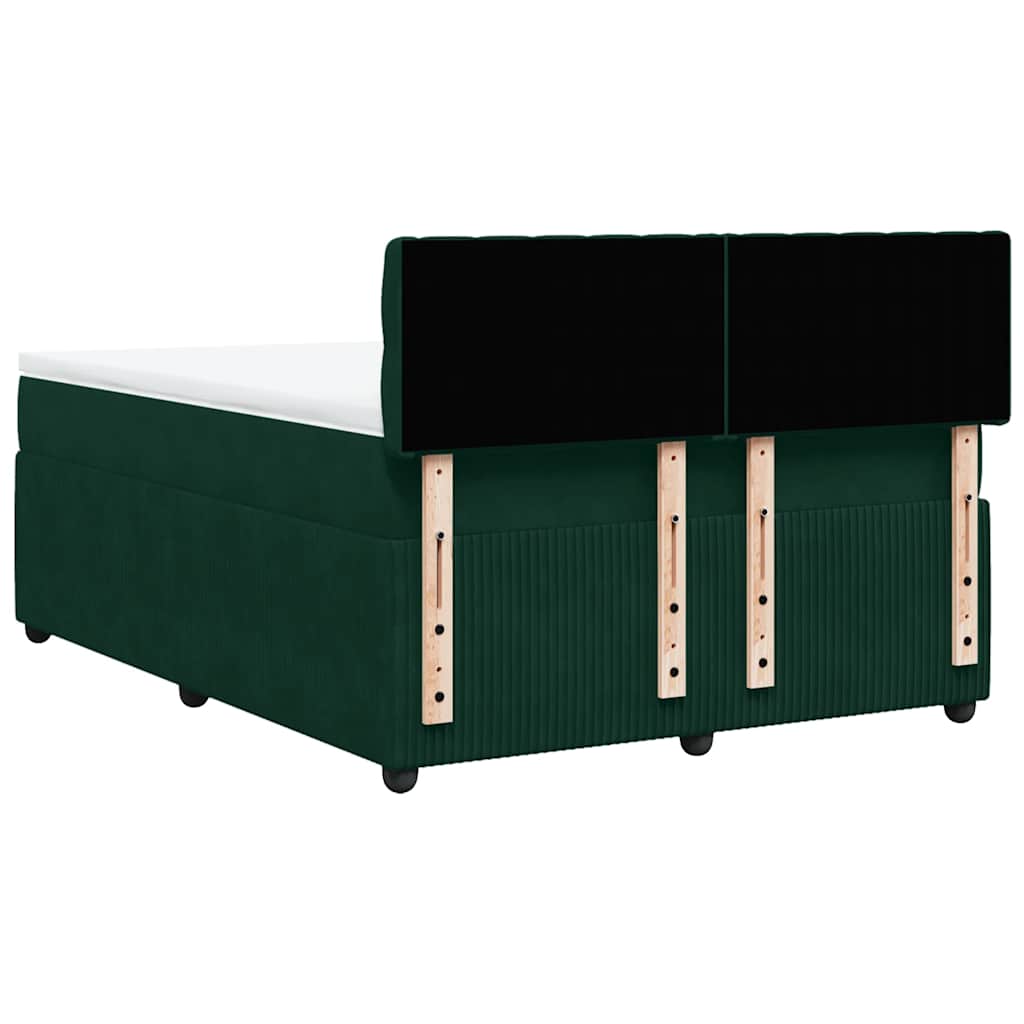Giroletto a Molle con Materasso Verde Scuro 140x190 cm Velluto