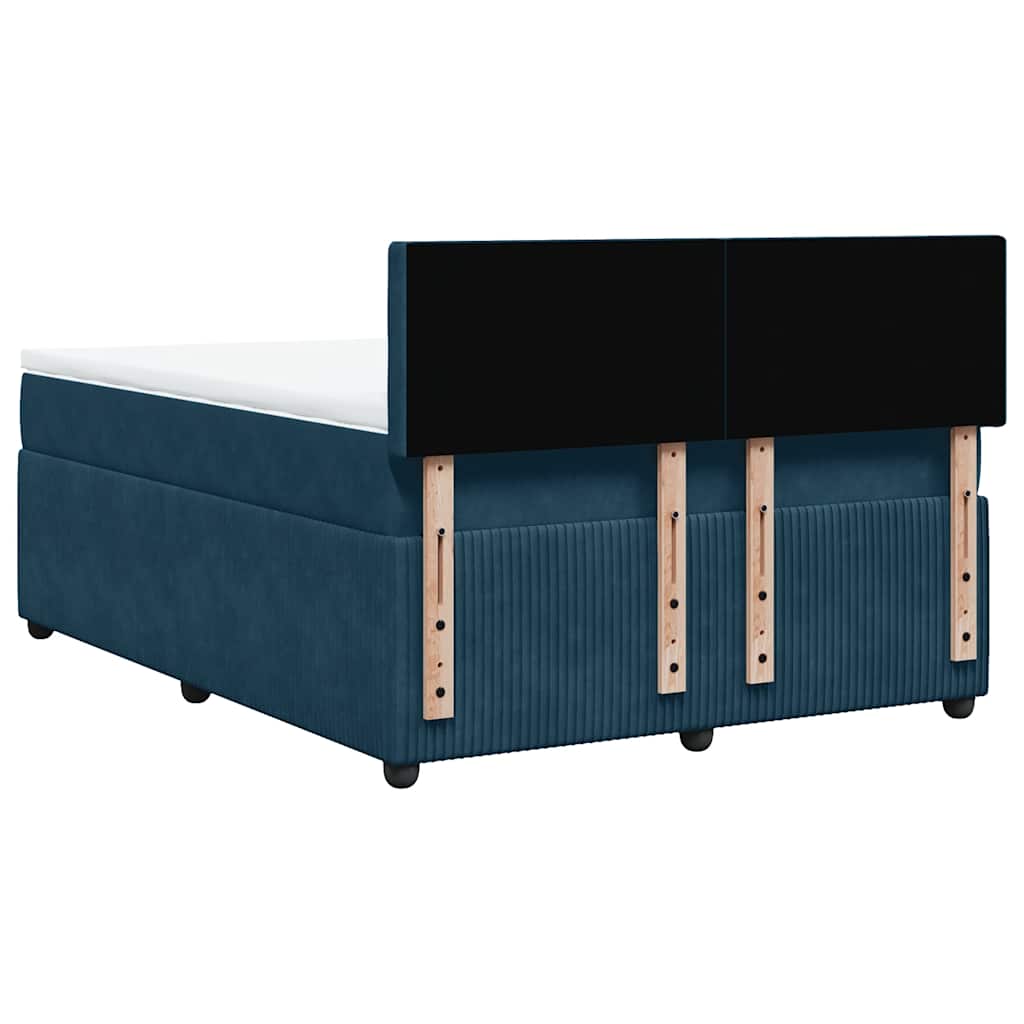 Giroletto a Molle con Materasso Blu 140x190 cm in Velluto