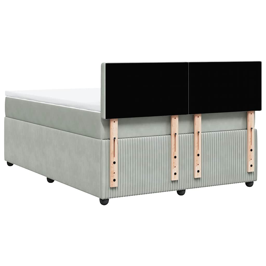 Giroletto a Molle con Materasso Grigio Chiaro 140x200cm Velluto
