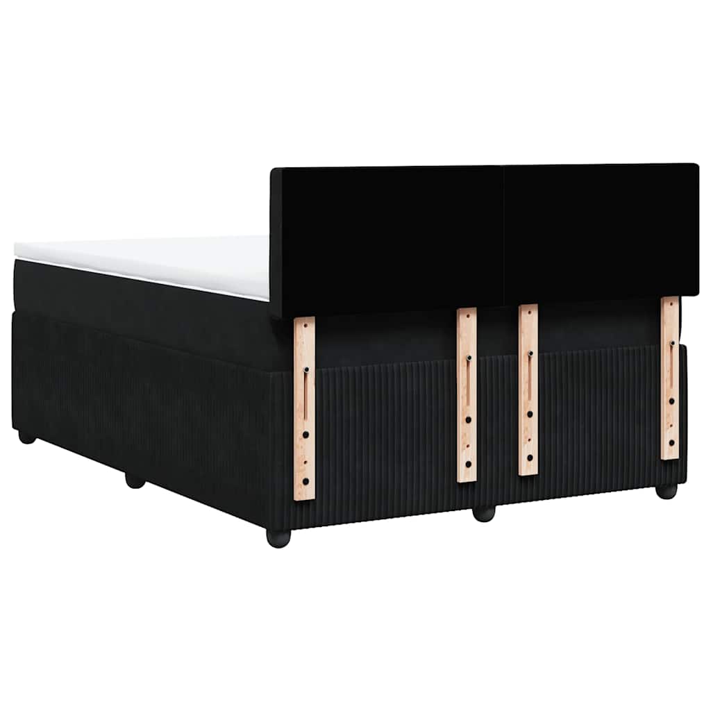 Giroletto a Molle con Materasso Nero 160x200 cm in Velluto