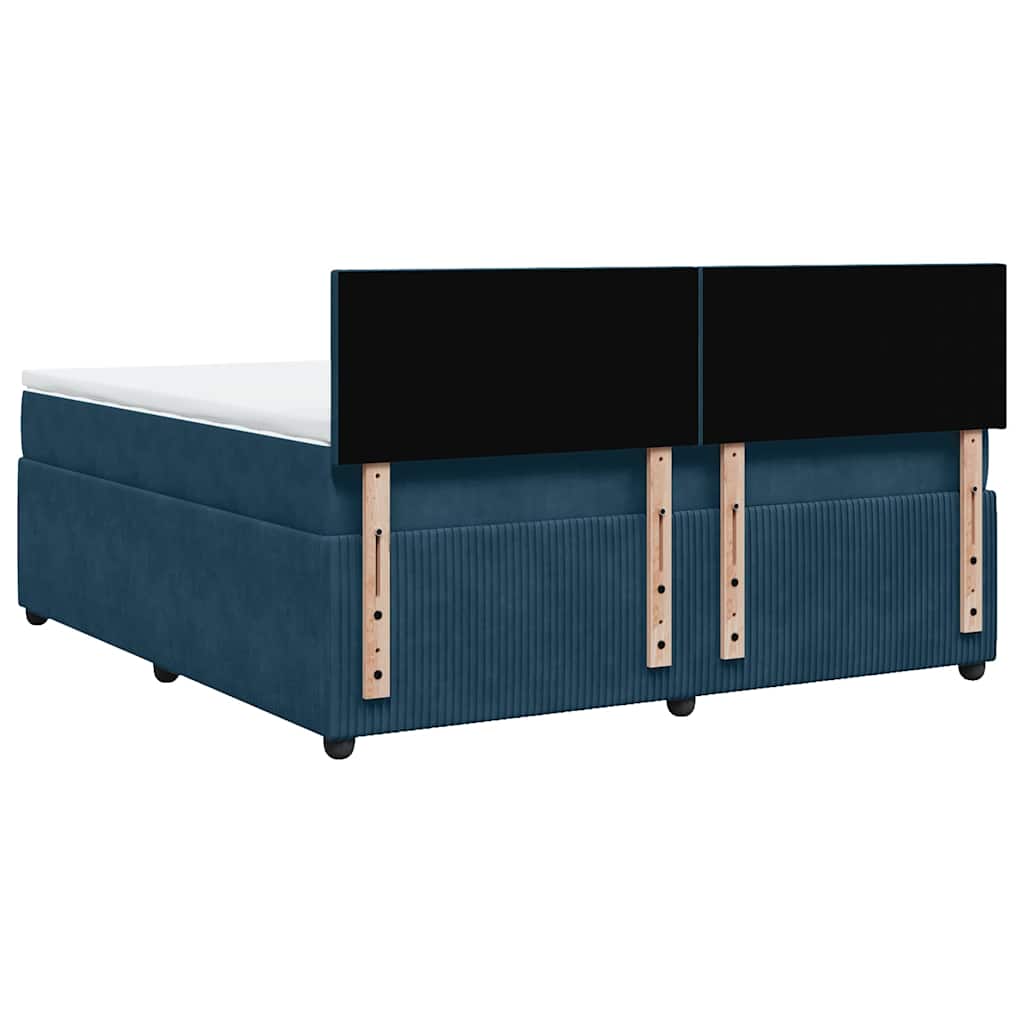 Giroletto a Molle con Materasso Blu 180x200 cm in Velluto