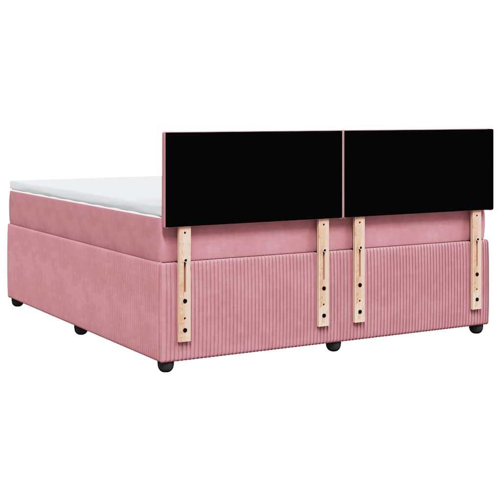 Giroletto a Molle con Materasso Rosa 180x200 cm in Velluto