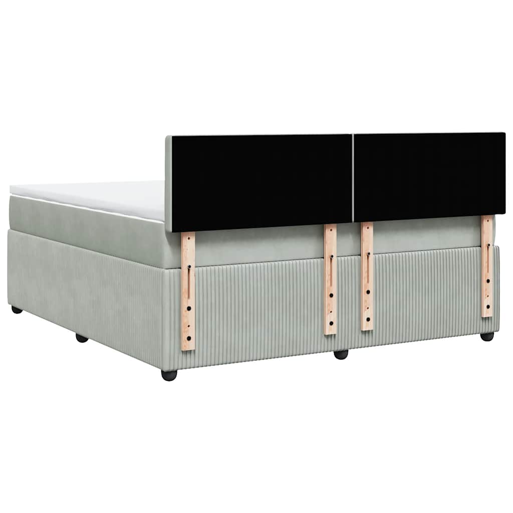 Giroletto a Molle con Materasso Grigio Chiaro 180x200cm Velluto