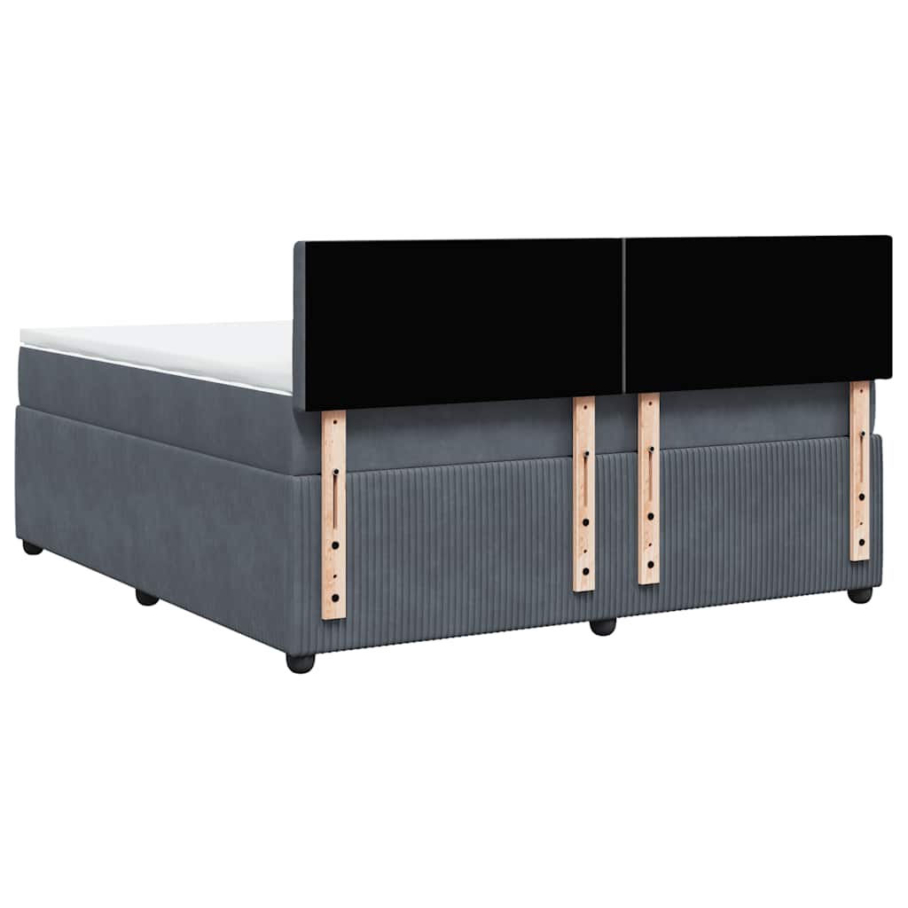 Giroletto a Molle con Materasso Grigio Scuro 180x200 cm Velluto
