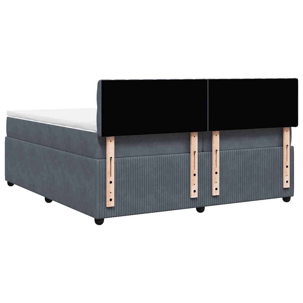Giroletto a Molle con Materasso Grigio Scuro 200x200 cm Velluto