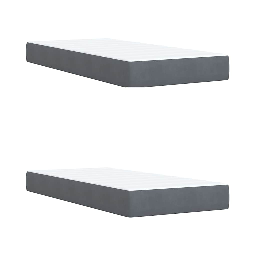 Giroletto a Molle con Materasso Grigio Scuro 200x200 cm Velluto | homemem39