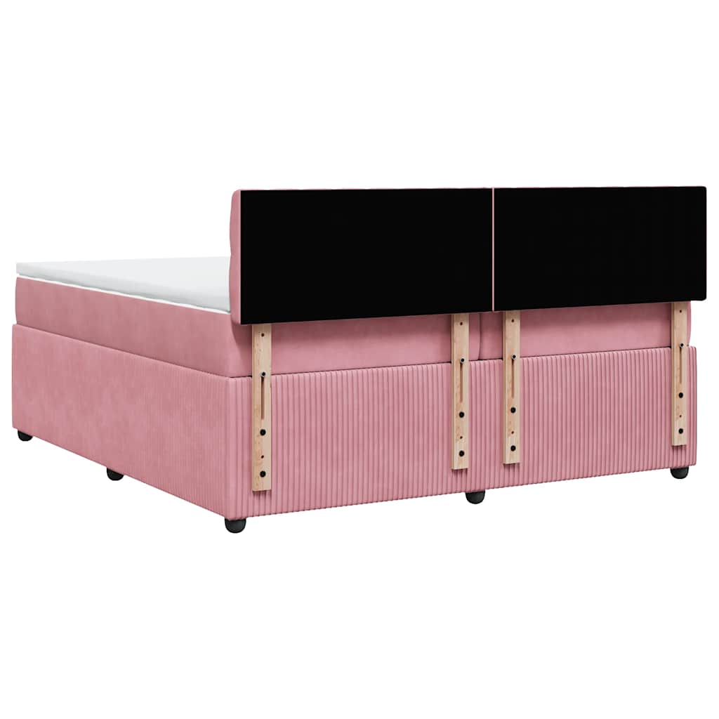 Giroletto a Molle con Materasso Rosa 200x200 cm in Velluto