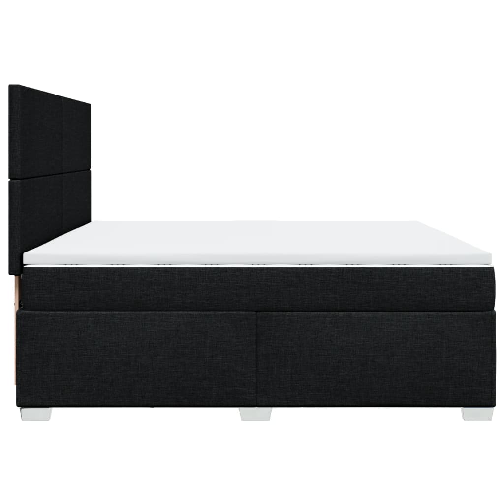 Giroletto a Molle con Materasso Nero 200x200 cm in Tessuto