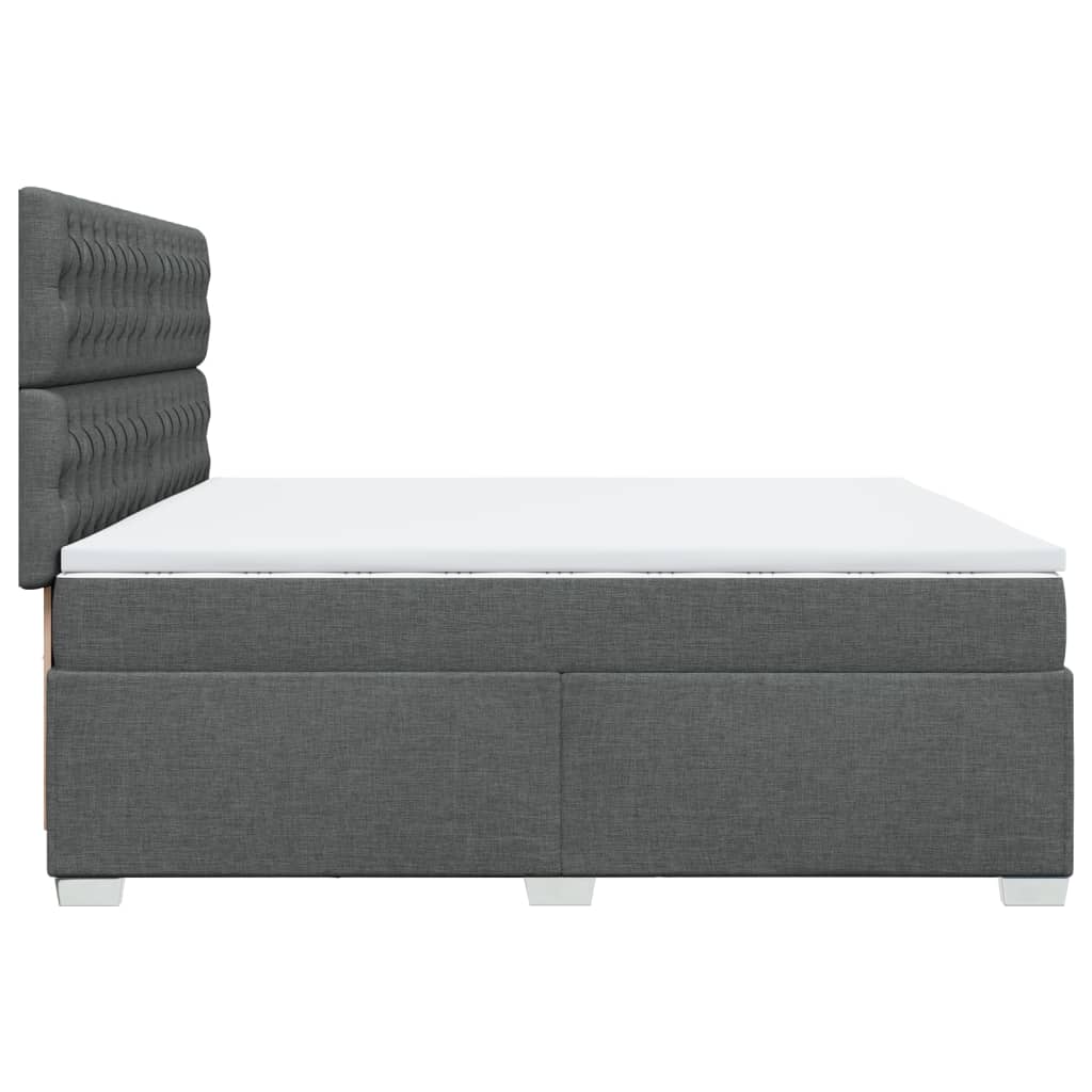 Giroletto a Molle con Materasso Grigio Scuro 200x200 cm Tessuto | homemem39