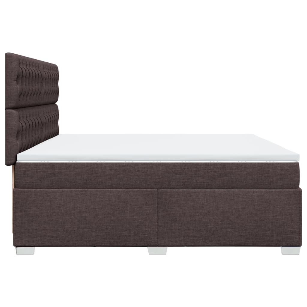 Giroletto a Molle con Materasso Marrone Scuro 200x200cm Tessuto