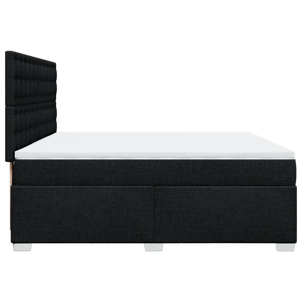 Giroletto a Molle con Materasso Nero 200x200 cm in Tessuto