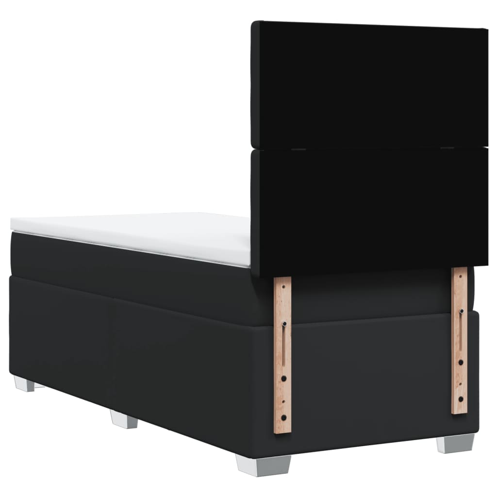 Letto a Molle con Materasso Nero Singolo in Similpelle
